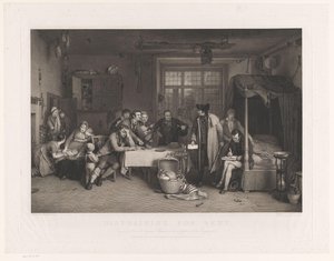 Sober Interior with Men Seizing the Property of a Family, Distraining for Rent (title on object) by Abraham Raimbach