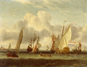 Shipping on the IJ at Amsterdam Harbour