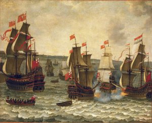 Naval Battle Between Dutch and British Ships, First Anglo-Dutch War