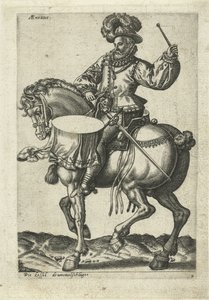 German Drummer on Horseback by Abraham de Bruyn (attributed to)