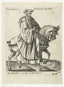 French Counselor on Horseback by Abraham de Bruyn (attributed to)
