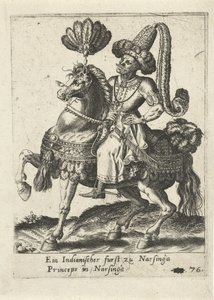 Indian Prince on Horseback by Abraham de Bruyn (attributed to)