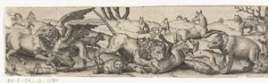 Fighting animals in a landscape