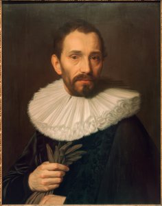 Portrait of a Man Holding Gloves, Slightly to the Left by Abraham de Vries