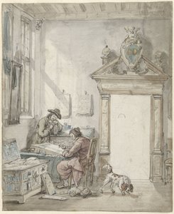 Interior Scene with Writing Man at a Desk by Abraham van Strij (I)