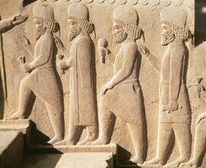 Relief depicting Median guards from the stairs of the Triplyon Hall, Achaemenian Period, 6th-5th century BC by Achaemenid