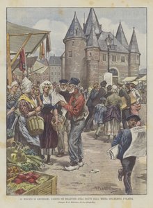 At the Amsterdam Market, The Arrival of Bulletins on the Health of Queen Wilhelmina of the Netherlands