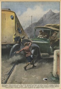 At the Level Crossing of Sedico, on the Electric Line of Agordino (Belluno), a Young Boy