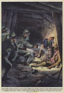 Soldiers Clearing an Avalanche Blocking a Tunnel