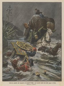 Floods Caused by the Storm in Southern Italy, Carts Swept Away by the Fury of the Waters in Sicily