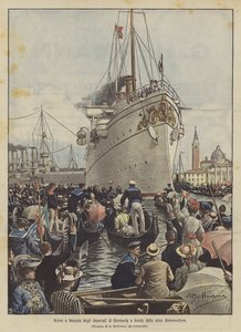 Arrival in Venice of the German imperial family aboard the ship Hohenzollern