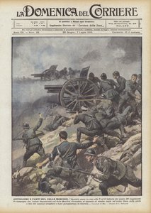 Artillerymen and Infantry on Colle Moschin by Achille Beltrame