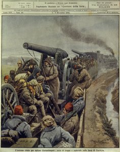 Balkan Wars (1912-1913), Last effort to save Constantinople sending troops and goods to Ciafalda line, December 1 by Achille Beltrame