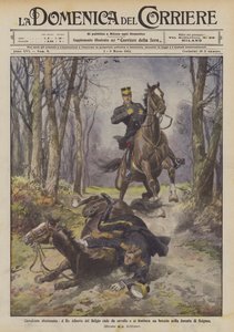 Unfortunate Ride, King Albert of Belgium Falls from Horse and Fractures Arm in the Forest of Soignes by Achille Beltrame