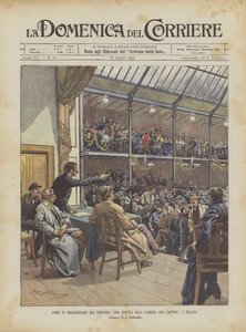 How Strikes Are Organized, a Session at the Chamber of Labor in Milan by Achille Beltrame
