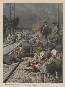 Striking Farmers of Argenta (Ferrara) Spending the Night on the Railway