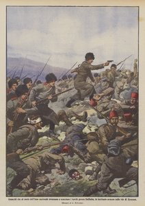 Cossacks advancing and driving away the Turks near Dalibaba to the national anthem