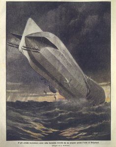 German cruiser being swept away by hurricane near Heligoland Island by Achille Beltrame