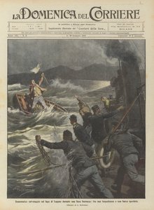 Dramatic Rescue on Lake Lugano During a Fierce Storm, Between a Torpedo Boat and a Lost Boat by Achille Beltrame