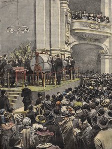 Draw of the Milan Lottery in 1907. Illustration by Achille Beltrame. by Achille Beltrame