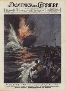 Two Days of Battle in the Mediterranean, Against an English Convoy by Achille Beltrame