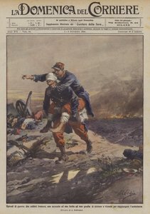 War Episodes, Two French Soldiers, One Blinded and One Wounded in the Leg, Helping Each Other