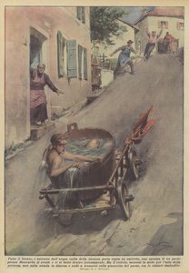 After Doing Laundry, Attracted by the Hot Water in the Tub Placed on a Cart, a Bride Was...