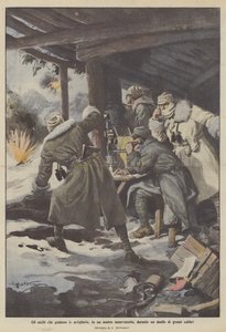 The Eyes That Guide the Artillery, in Our Observatory During a Heavy Caliber Duel by Achille Beltrame