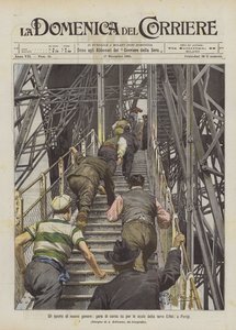 New Kind of Sports, Running Race Up the Stairs of the Eiffel Tower in Paris by Achille Beltrame
