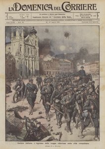 Italian Gorizia, the entry of victorious troops into the conquered city by Achille Beltrame