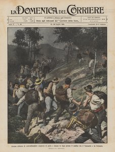 Large column of smugglers surprised at night and put to flight near the border by Achille Beltrame