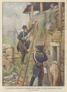 The Carabinieri Confront an Assassin at the Vignazze Farmhouse (Ivrea District) by Achille Beltrame