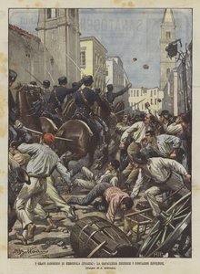 The Serious Disorders in Cerignola (Foggia), the Cavalry Disperses the Revolting Peasants by Achille Beltrame