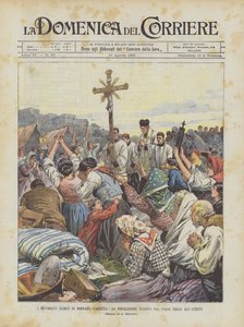 The Seismic Movements of Mignano (Caserta), The Population Fleeing the Town Praying Outdoors by Achille Beltrame
