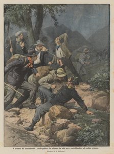 The Dramas of Smuggling, a Vice-Brigadier Facing Nine Smugglers Alone at the Swiss Border by Achille Beltrame