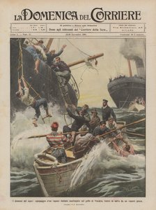 The Dramas of the Sea, Crew of an Italian Steamer Shipwrecked in the Bay of Biscay by Achille Beltrame
