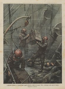 Divers work to recover objects from the steamer Sirio wrecked off the coast of Spain
