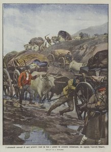 The picturesque convoys of primitive carts pulled by oxen and driven by militarized peasants
