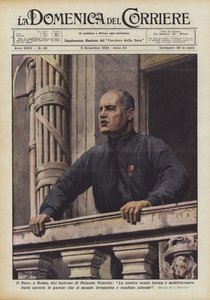 The Duce in Rome from the Balcony of Palazzo Venezia by Achille Beltrame