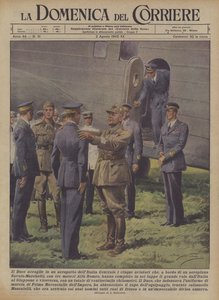 The Duce Welcomes at a Central Italian Airport the Five Aviators Who, On Board...