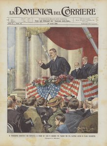 President Roosevelt Delivering the First of His 75 Speeches on His Current Journey