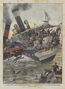 The Old Steamer Primus Broken in Two and Sunk by a Tug in the Lower Elbe