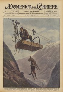 The Trolley of a Cable Car Was Descending into the Valley in Avise (Aosta) Transporting...