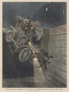 The Disaster of Turin, a Car with Ladies and Gentlemen Falling from Piazza Statuto