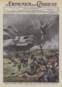 The Dirigible City of Milan Completely Destroyed by Wind and Fire During a Landing Near Cantu (Como)