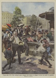 The Intense Heat in New York Forces People to Bathe in Fountains and Escape the Sun by Achille Beltrame