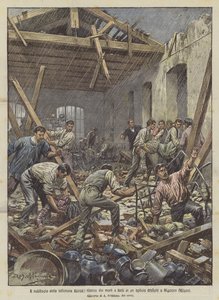 The Storm of Last Week, Search for the Dead and Wounded in a Collapsed Factory in Musocco (Milan)