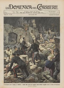 The Earthquake of October 23 in Calabria, Soldiers Searching for the Bodies of the Inhabitants by Achille Beltrame