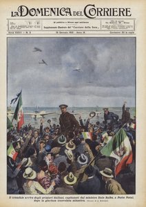 The Triumphal Arrival of Italian Aviators, Led by Minister Italo Balbo, in Porto Natal by Achille Beltrame