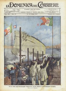 The Launch of the Super-Dreadnought Caracciolo at the Royal Shipyard of Castellammare di Stabia